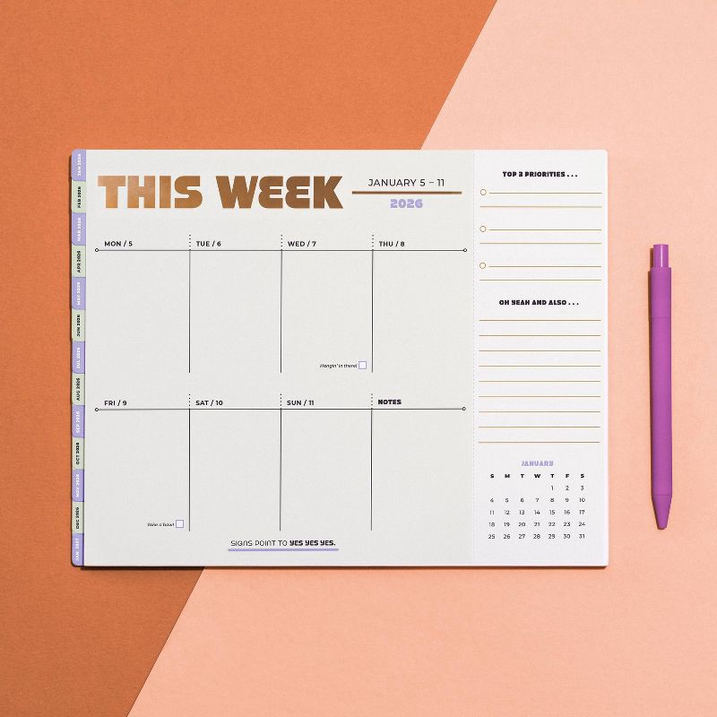 slide 6 of 6, Knock Knock 11"x8.5" 2026-2027 Weekly Desktop Calendar This Week, 1 ct