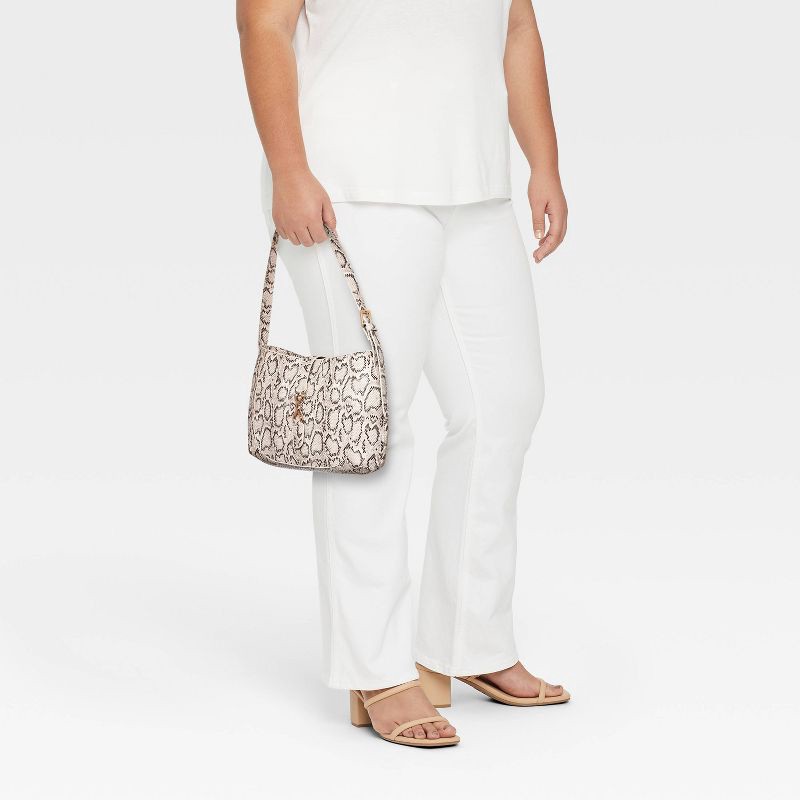 slide 2 of 5, Snake Print Belted Shoulder Handbag - A New Day™ Brown/Beige, 1 ct