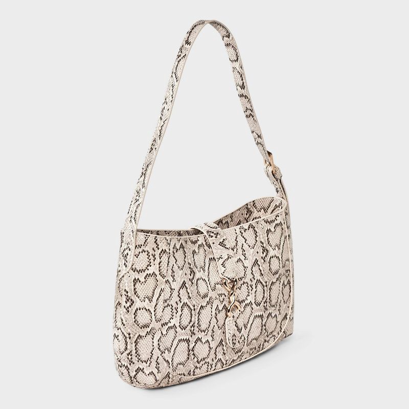 slide 3 of 5, Snake Print Belted Shoulder Handbag - A New Day™ Brown/Beige, 1 ct