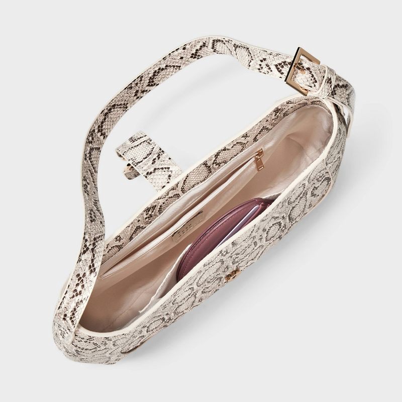 slide 4 of 5, Snake Print Belted Shoulder Handbag - A New Day™ Brown/Beige, 1 ct