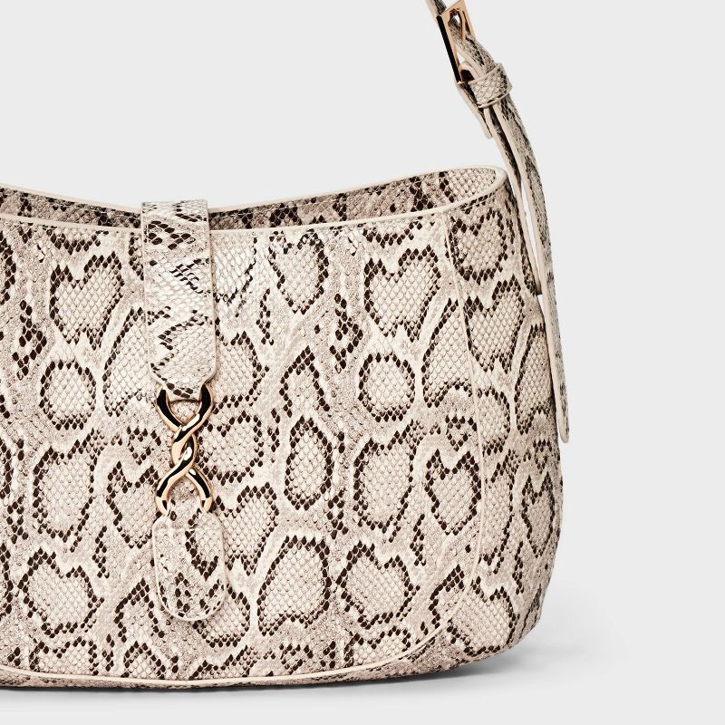 slide 5 of 5, Snake Print Belted Shoulder Handbag - A New Day™ Brown/Beige, 1 ct