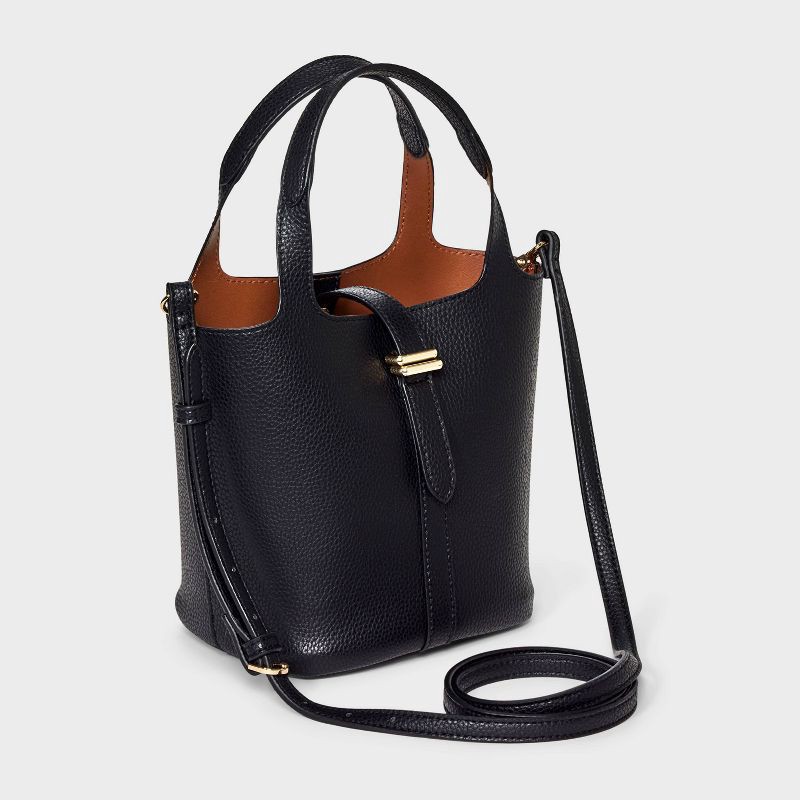 slide 3 of 5, Mini Tulip Tote Handbag with Crossbody Strap - A New Day™ Black, 1 ct