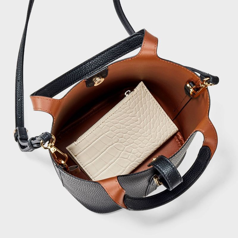 slide 4 of 5, Mini Tulip Tote Handbag with Crossbody Strap - A New Day™ Black, 1 ct