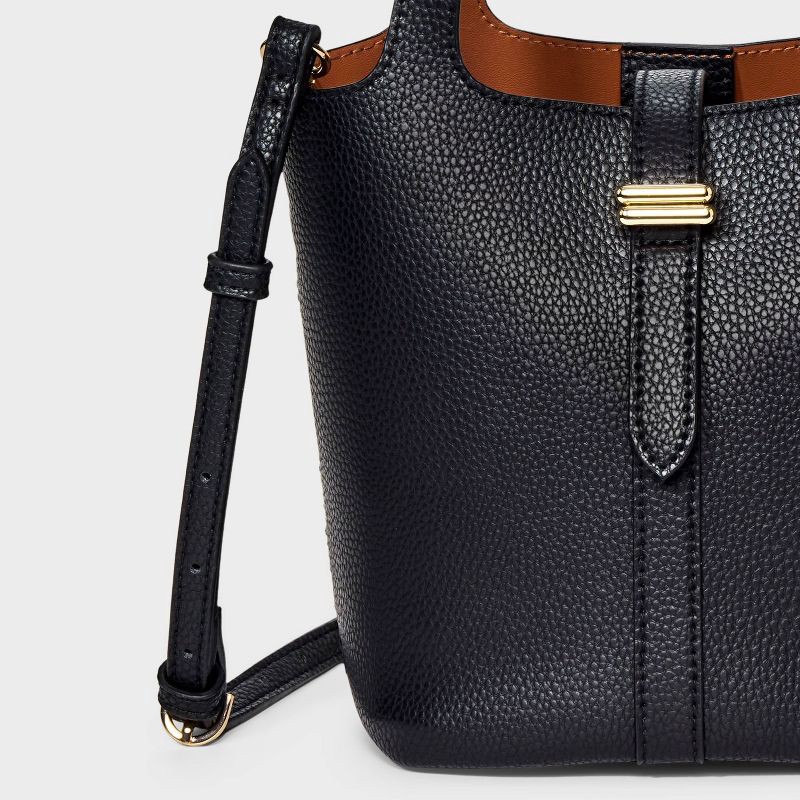 slide 5 of 5, Mini Tulip Tote Handbag with Crossbody Strap - A New Day™ Black, 1 ct