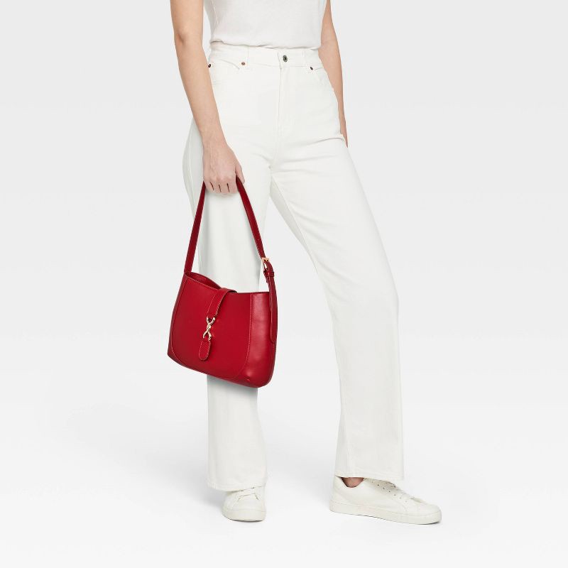 slide 2 of 5, Belted Shoulder Handbag - A New Day™ Red, 1 ct
