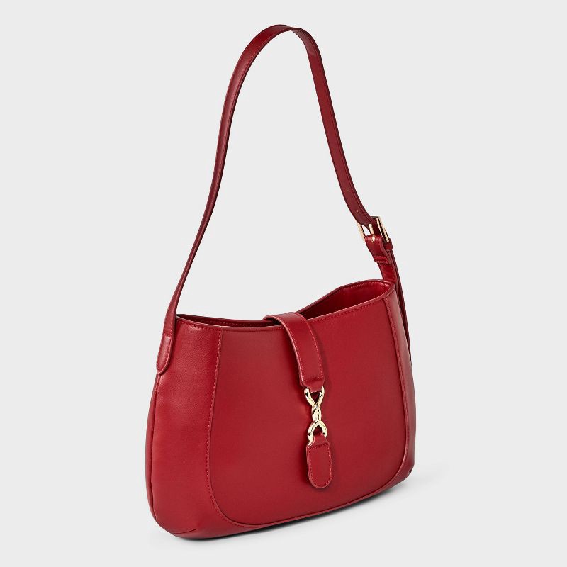 slide 3 of 5, Belted Shoulder Handbag - A New Day™ Red, 1 ct
