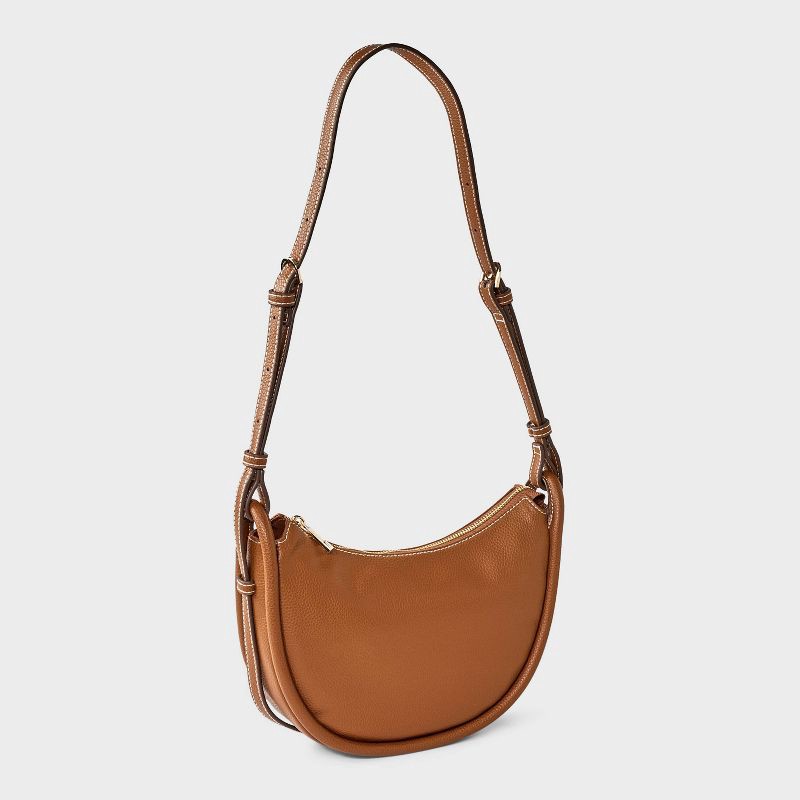 slide 3 of 5, Bumper Crescent Shoulder Bag - A New Day™ Brown, 1 ct