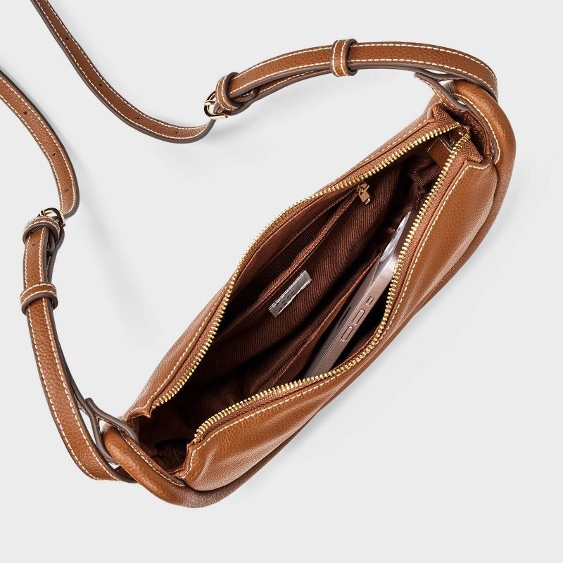 slide 4 of 5, Bumper Crescent Shoulder Bag - A New Day™ Brown, 1 ct