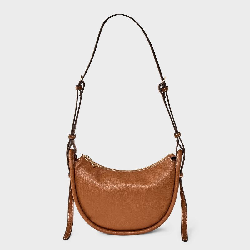 slide 1 of 5, Bumper Crescent Shoulder Bag - A New Day™ Brown, 1 ct