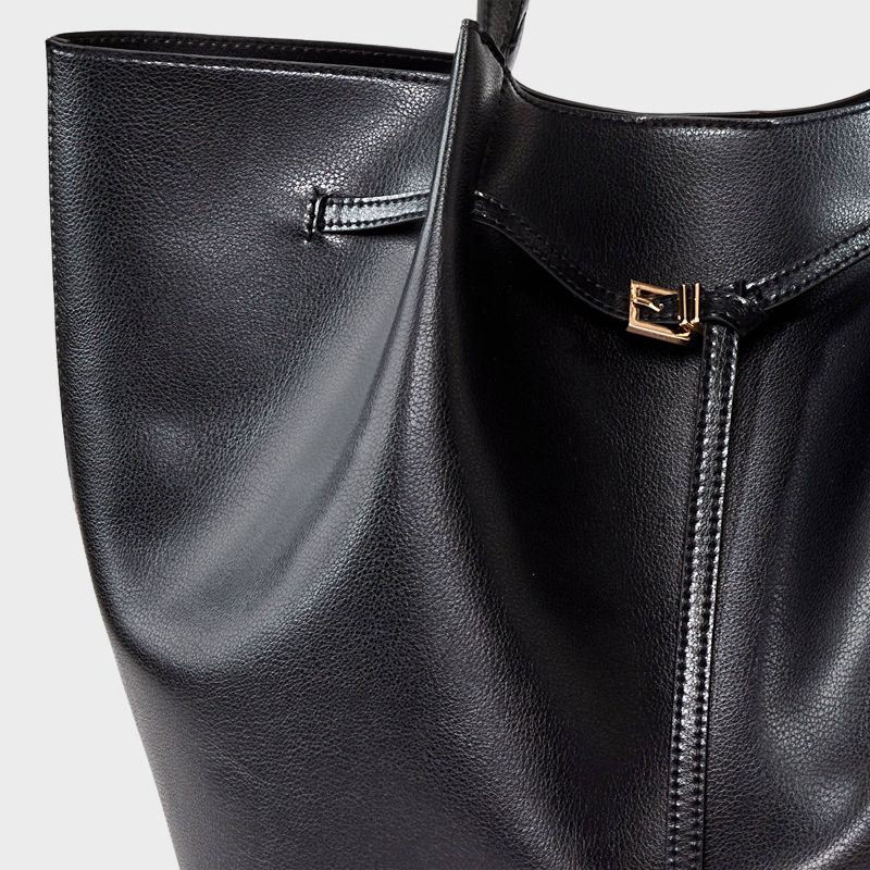 slide 5 of 5, Belted Pinched Handle Tote Handbag - A New Day™ Black, 1 ct