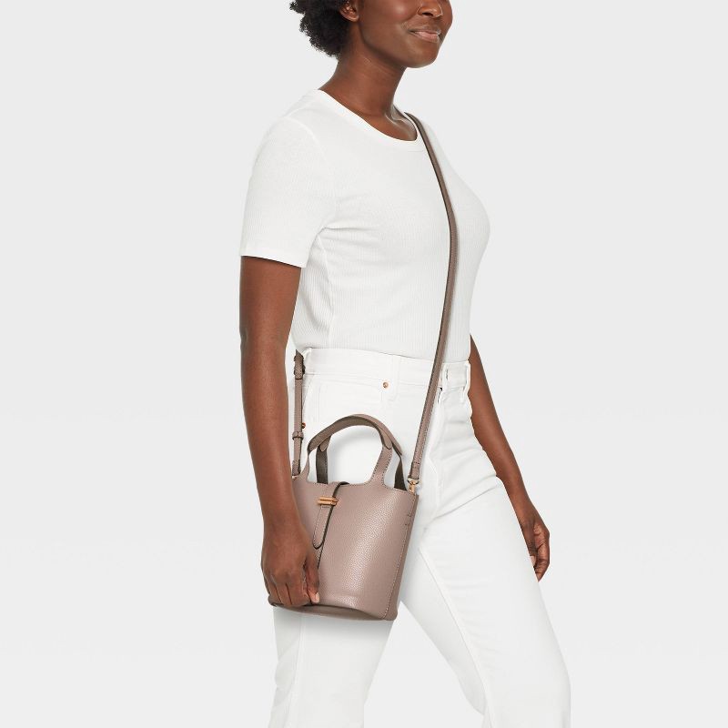 slide 2 of 5, Mini Tulip Tote Handbag with Crossbody Strap - A New Day™ Tan, 1 ct