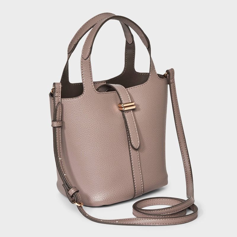 slide 3 of 5, Mini Tulip Tote Handbag with Crossbody Strap - A New Day™ Tan, 1 ct