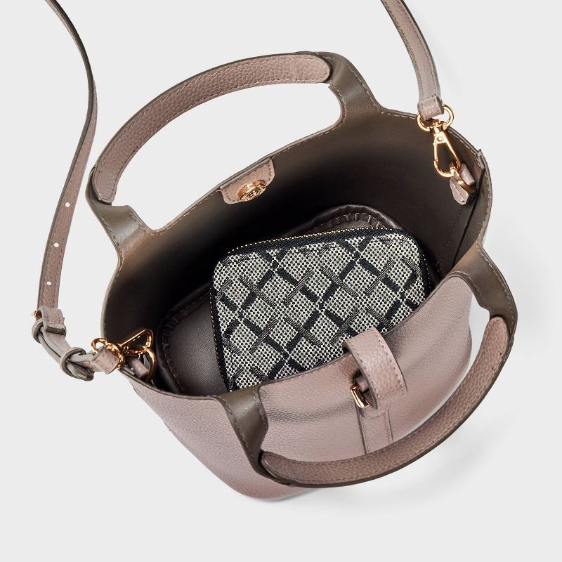 slide 4 of 5, Mini Tulip Tote Handbag with Crossbody Strap - A New Day™ Tan, 1 ct