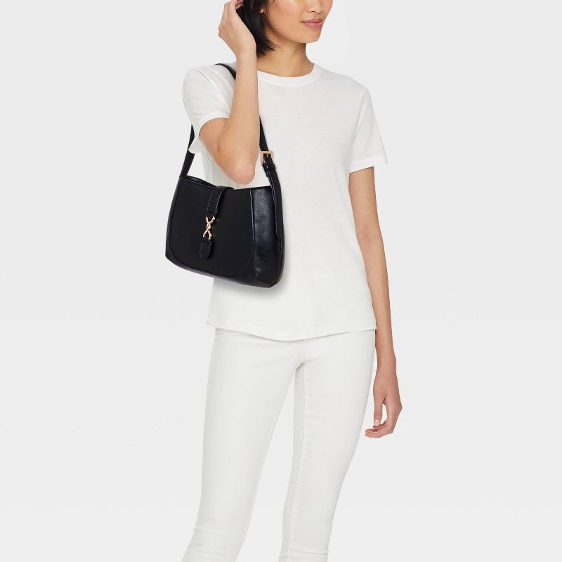 slide 2 of 5, Belted Shoulder Handbag - A New Day™ Black, 1 ct