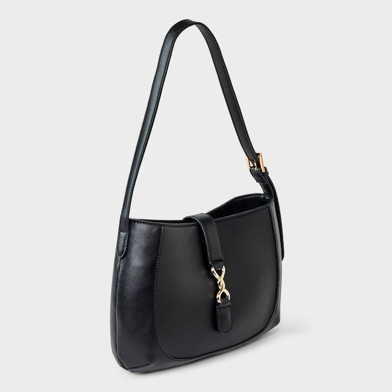 slide 3 of 5, Belted Shoulder Handbag - A New Day™ Black, 1 ct