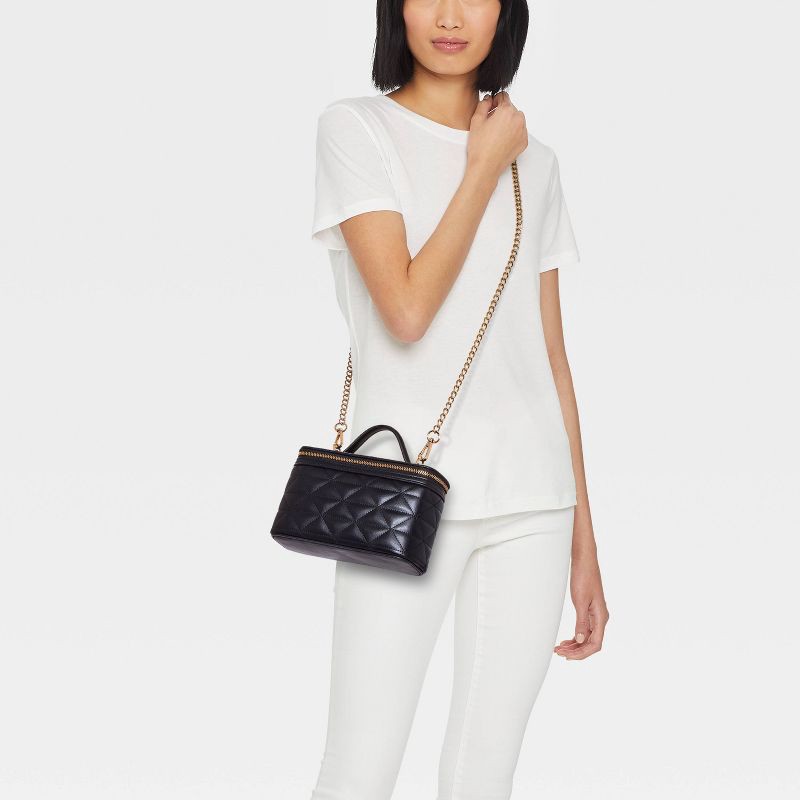 slide 2 of 5, Quilted Vanity Crossbody Bag - A New Day™ Black, 1 ct