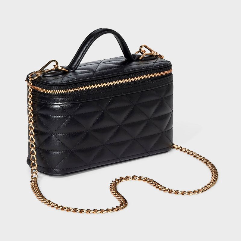 slide 3 of 5, Quilted Vanity Crossbody Bag - A New Day™ Black, 1 ct