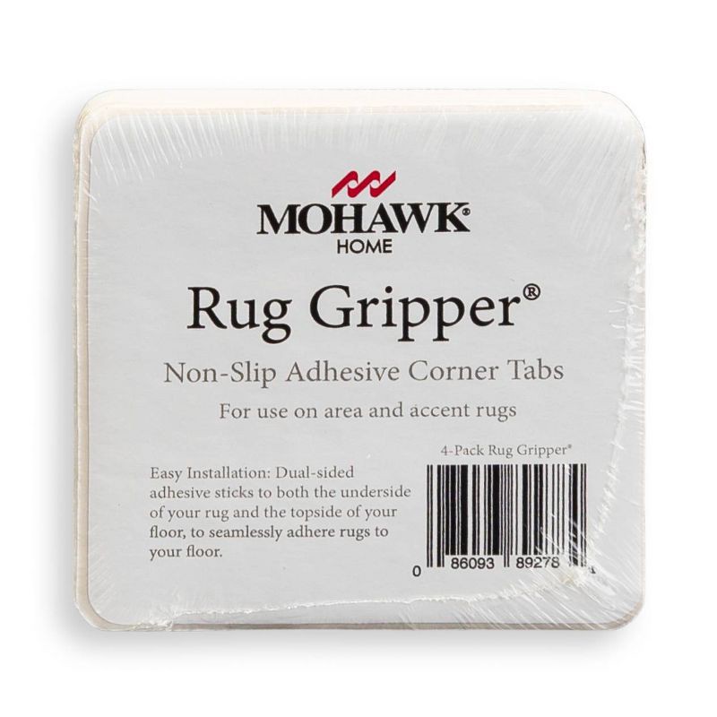 slide 1 of 7, Mohawk 4pk Adhesive Non Slip Gripper Corner Tabs Rug Pads Ivory, 4 ct