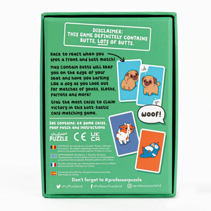 slide 3 of 4, Professor Puzzle May Contain Butts Card Game: Memory, Social Skills & Problem Solving for 2-6 Players, 1 ct