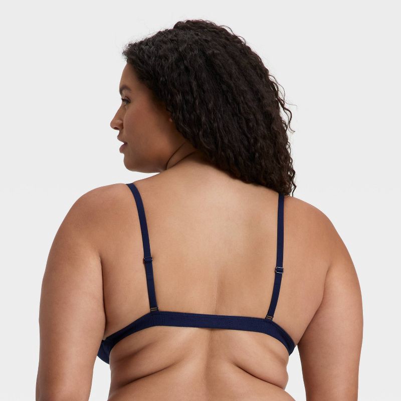 slide 5 of 5, Women's Pointelle Triangle Bralette - Wild Fable™ Dark Blue M, 1 ct