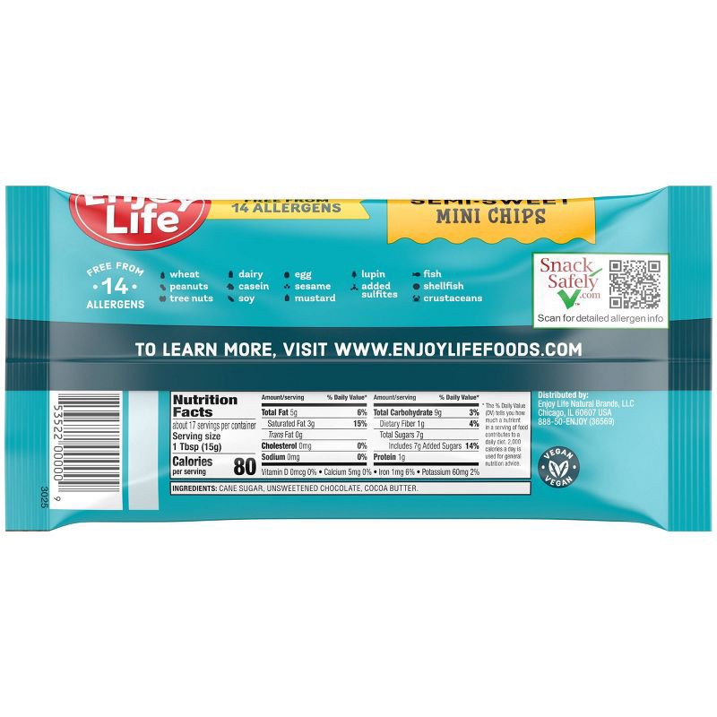 slide 2 of 5, Enjoy Life Semi-Sweet Gluten Free Dairy Free Vegan Mini Chocolate Chips - 9oz, 9 oz