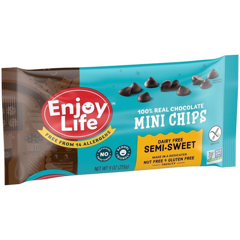 slide 3 of 5, Enjoy Life Semi-Sweet Gluten Free Dairy Free Vegan Mini Chocolate Chips - 9oz, 9 oz