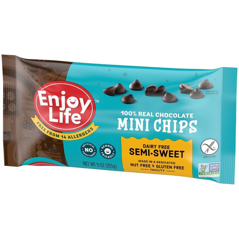 slide 5 of 5, Enjoy Life Semi-Sweet Gluten Free Dairy Free Vegan Mini Chocolate Chips - 9oz, 9 oz