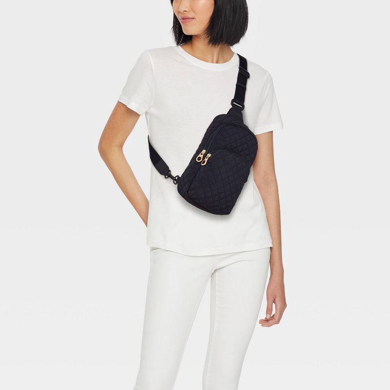 slide 2 of 6, Quilted Sling Crossbody Bag - Universal Thread™ Black, 1 ct
