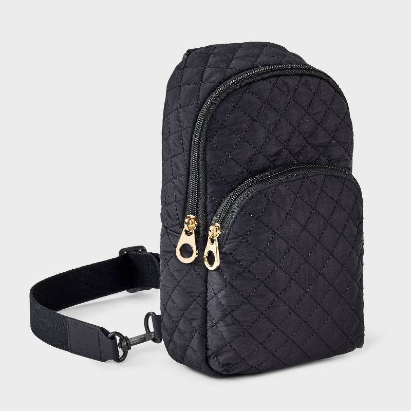 slide 3 of 6, Quilted Sling Crossbody Bag - Universal Thread™ Black, 1 ct