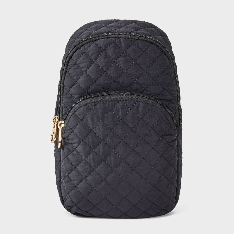 slide 1 of 6, Quilted Sling Crossbody Bag - Universal Thread™ Black, 1 ct