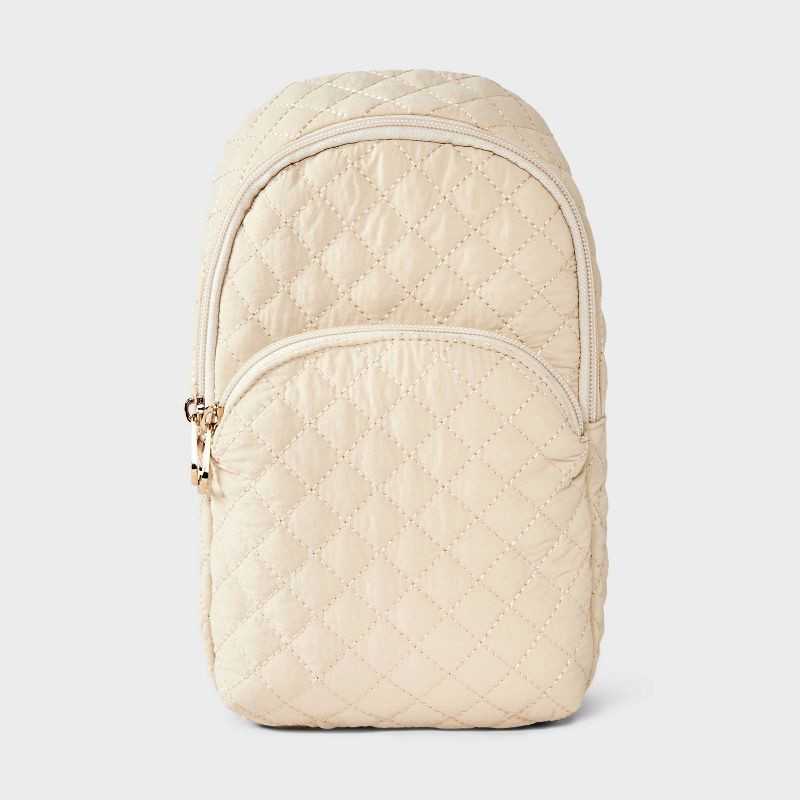 slide 1 of 6, Quilted Sling Crossbody Bag - Universal Thread™ Beige, 1 ct