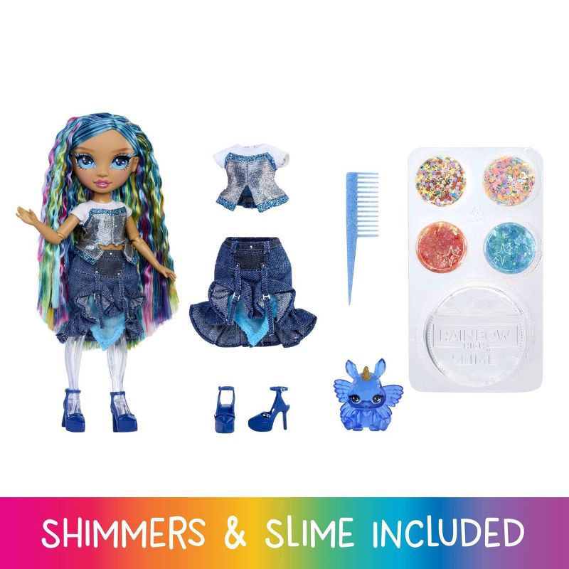 slide 2 of 5, Rainbow High Rainbow Shimmers with Slime - Skyler, Blue 11" Create a Rainbow Fashion Doll,Slime, 1 ct
