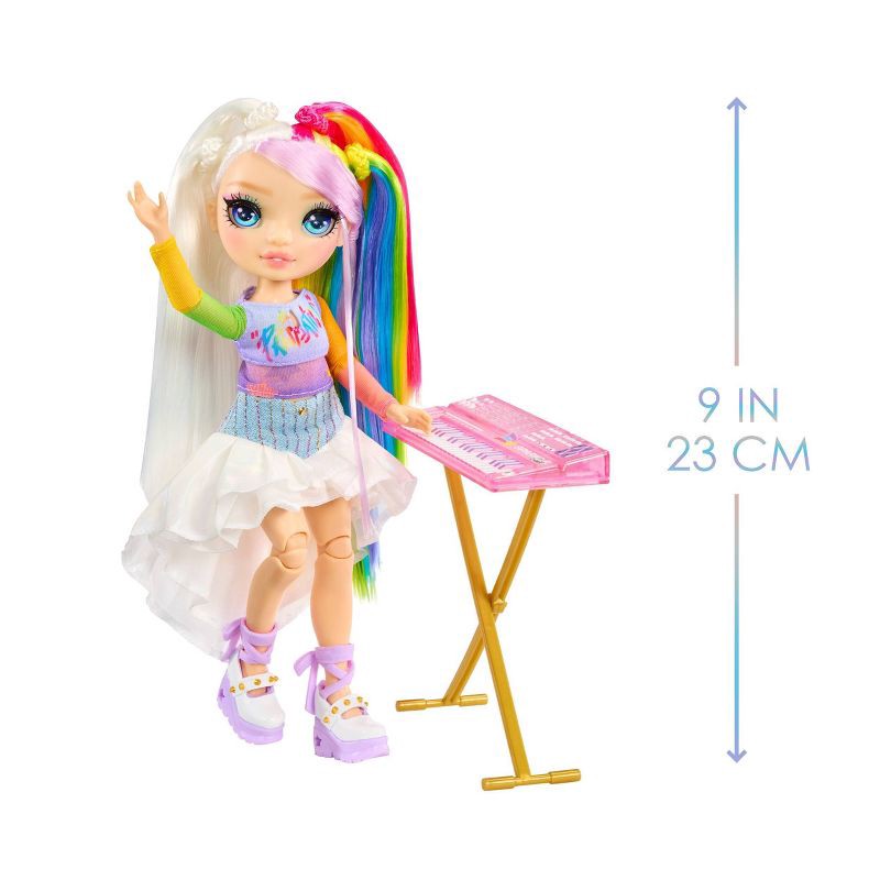 slide 5 of 8, Rainbow High Jr High Rock Band - Amaya, Rainbow 9" Fashion Doll with Keyboard and Stickers, 1 ct