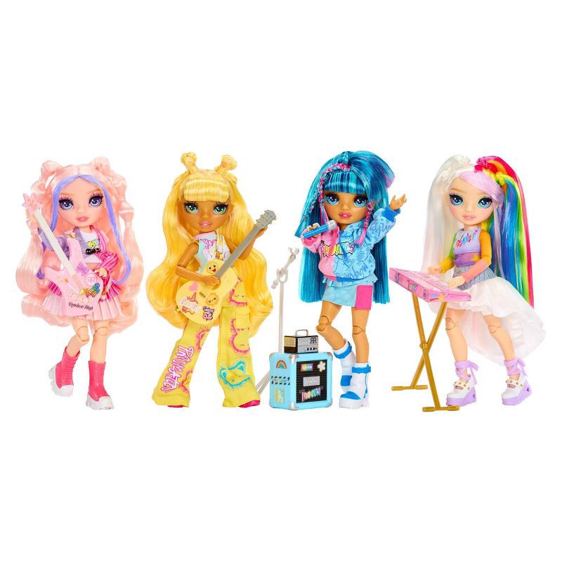 slide 6 of 8, Rainbow High Jr High Rock Band - Amaya, Rainbow 9" Fashion Doll with Keyboard and Stickers, 1 ct
