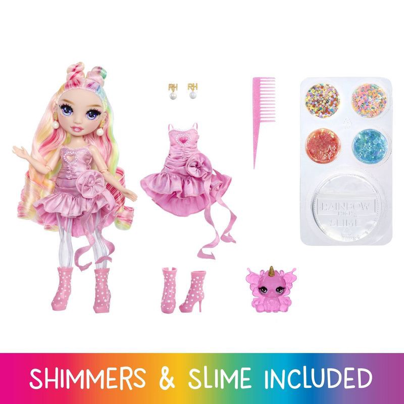 slide 2 of 5, Rainbow High Rainbow Shimmers with Slime - Bella, Pink 11" Fashion Doll, Create a Rainbow Doll, Slime Kit, Pet Llama, 1 ct
