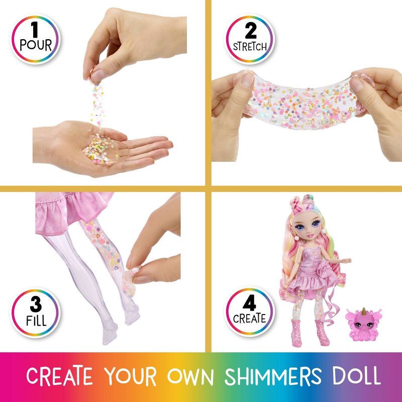 slide 4 of 5, Rainbow High Rainbow Shimmers with Slime - Bella, Pink 11" Fashion Doll, Create a Rainbow Doll, Slime Kit, Pet Llama, 1 ct