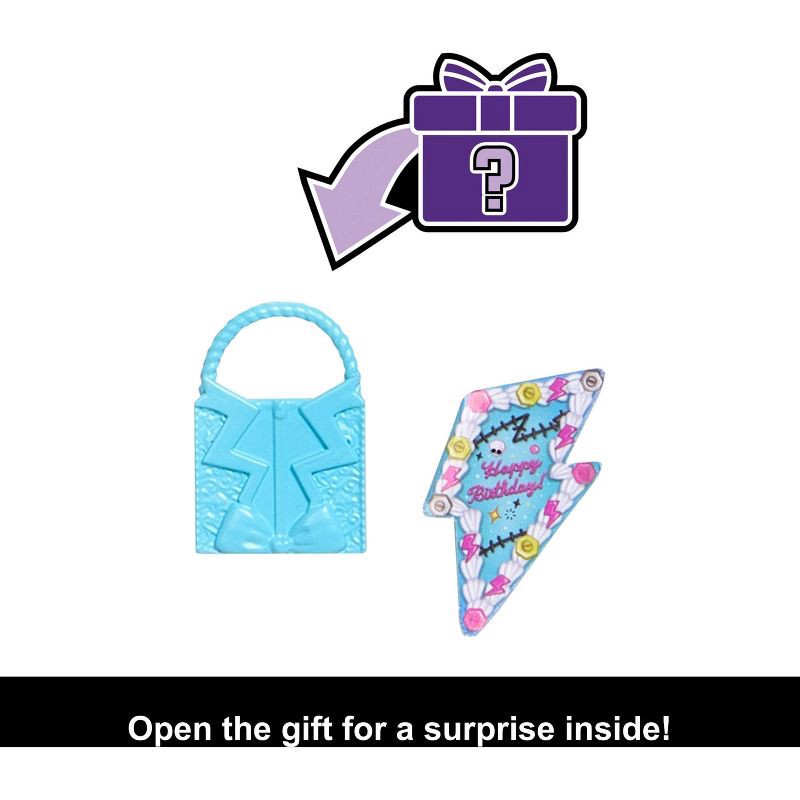 slide 2 of 6, Monster High Scary Sweet Birthday Frankie Stein Doll in Party Dress with Balloon & Gift, 1 ct