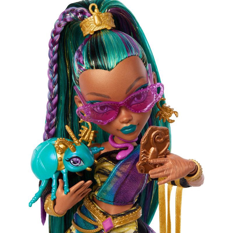 slide 4 of 6, Monster High Nefera De Nile Doll with Pet Scarab Lavish and 7 Accessories like Purse and Snacks, 1 ct
