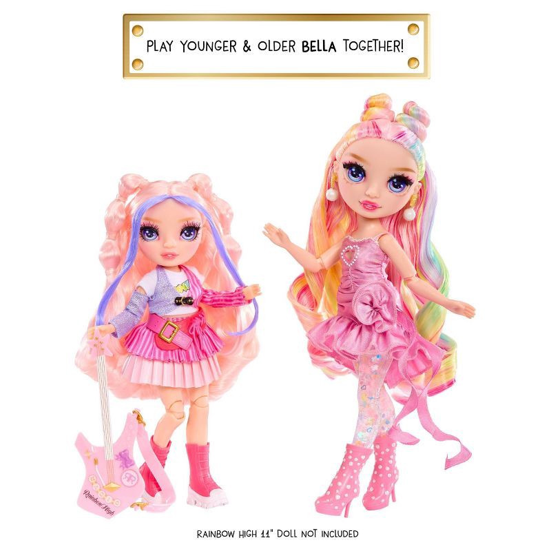 slide 4 of 8, Rainbow High Jr High Rock Band - Bella, Pink 9" Fashion Doll with Guitar, Customize with Stickers, 1 ct