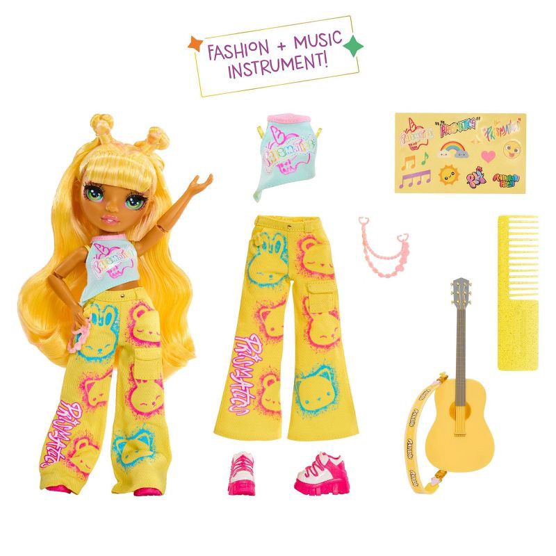 slide 2 of 8, Rainbow High Jr High Rock Band - Sunny, Yellow 9" Fashion Doll with Guitar, Customize with Stickers, 1 ct