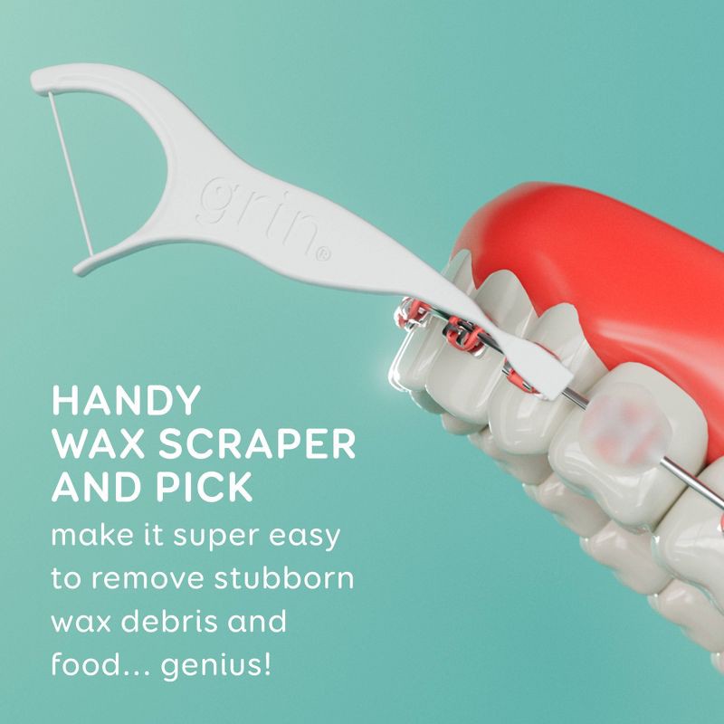 slide 5 of 9, Grin Oral Care Braces Dental Floss - Unflavored - 60ct, 60 ct