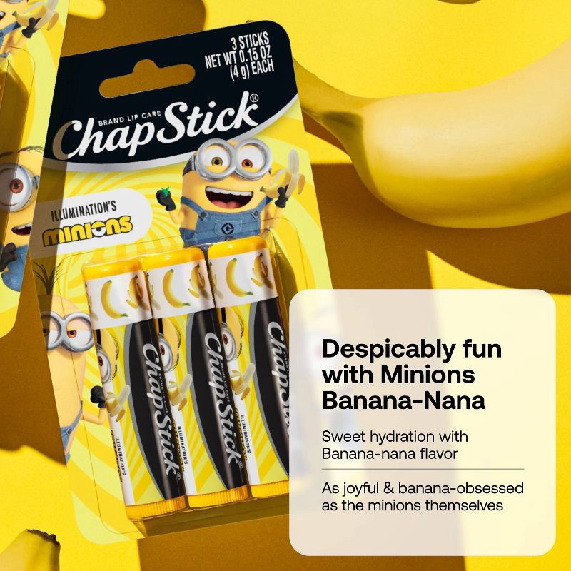 slide 2 of 7, Chapstick Minions Lip Balms - Banana - 3ct, 3 ct