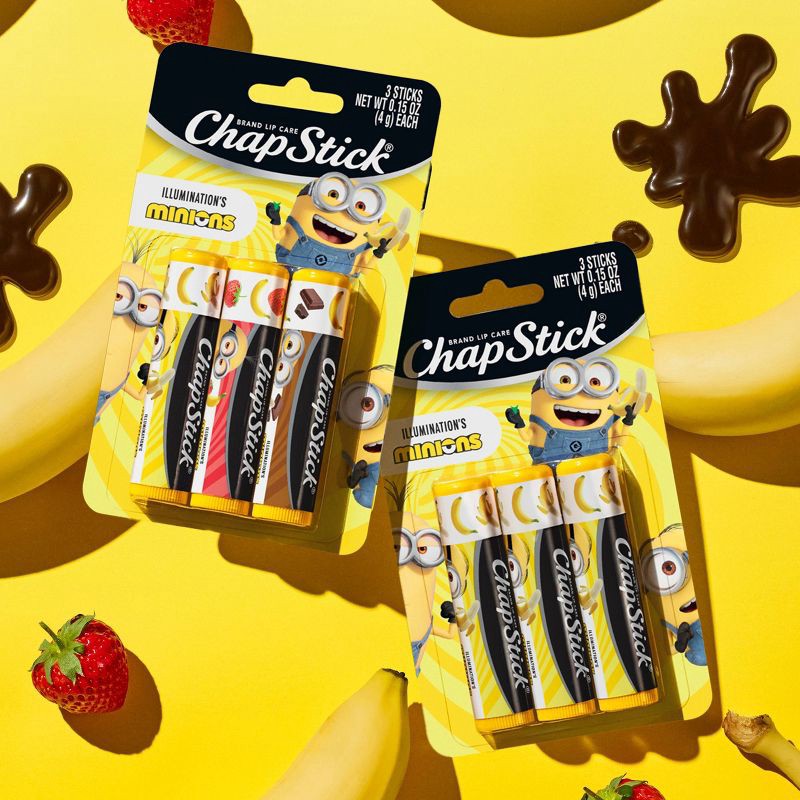 slide 6 of 7, Chapstick Minions Lip Balms - Banana - 3ct, 3 ct