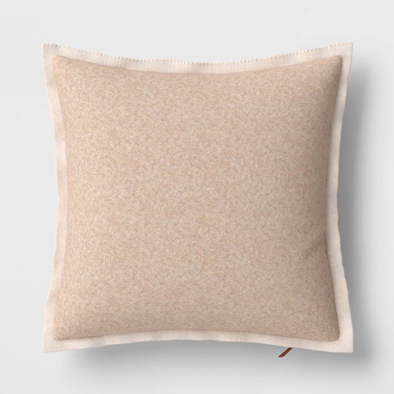 slide 1 of 5, The Cozy Collection Cozy Faux Cashmere Knit Square Throw Pillow Tan - Threshold™, 1 ct