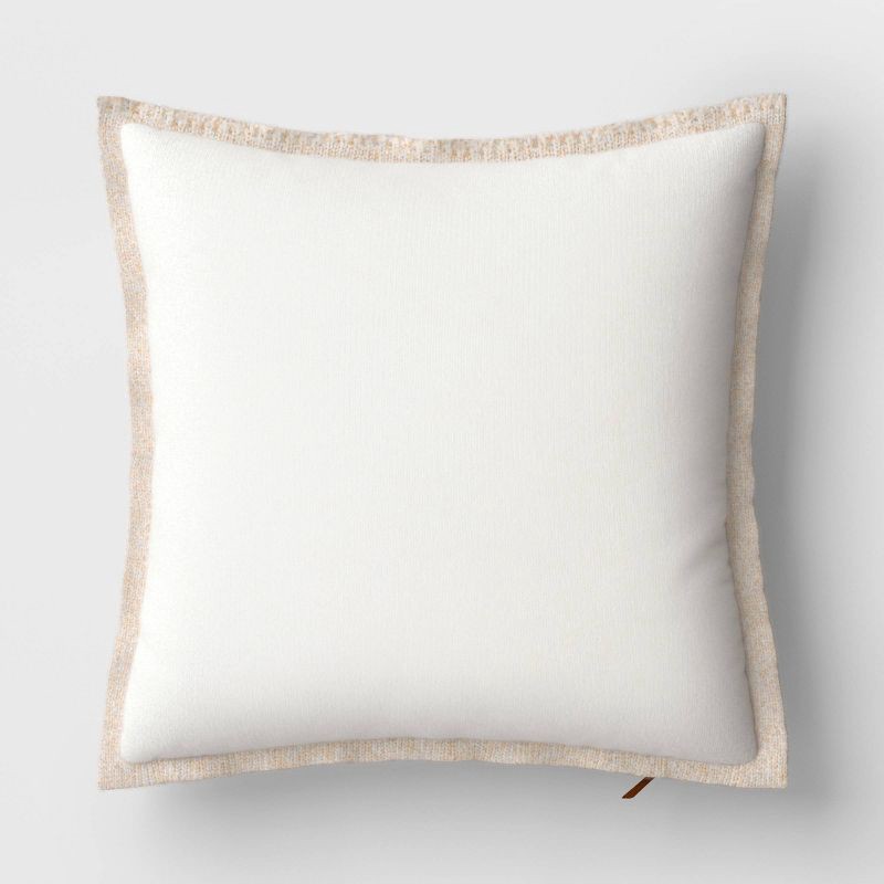 slide 1 of 5, The Cozy Collection Cozy Faux Cashmere Knit Square Throw Pillow Ivory - Threshold™, 1 ct