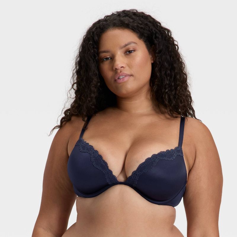 slide 4 of 5, Women's Lace Trim Super Push-Up Bra - Wild Fable™ Dark Navy Blue 36B, 1 ct