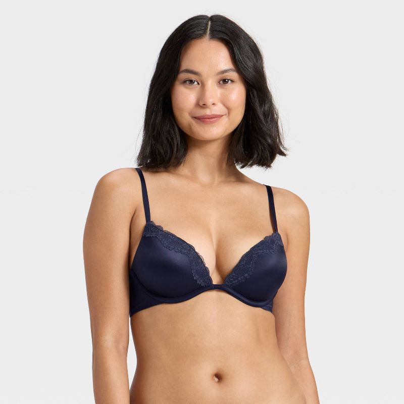 slide 1 of 5, Women's Lace Trim Super Push-Up Bra - Wild Fable™ Dark Navy Blue 36B, 1 ct