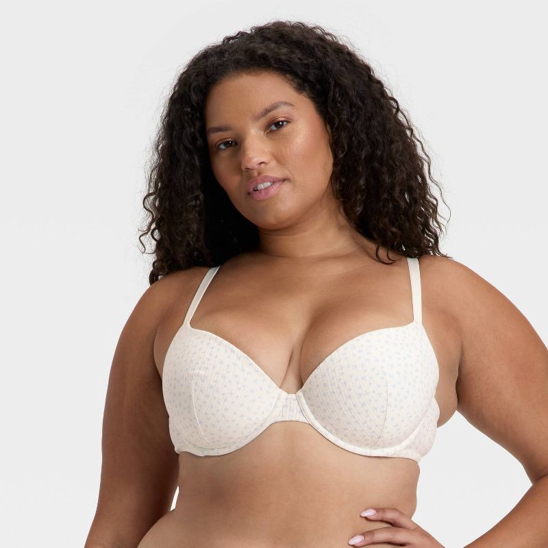 slide 4 of 5, Women's Lightly Lined Pointelle Bra - Wild Fable™ White Floral Print 38B, 1 ct