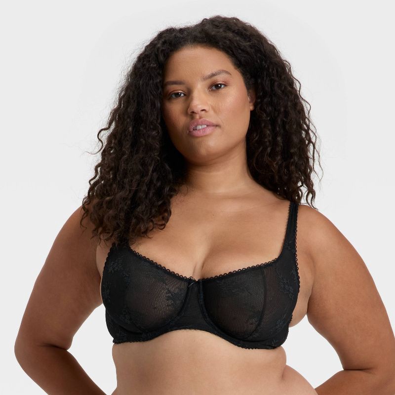 slide 4 of 5, Women's Lace Unlined Balconette Bra - Wild Fable™ Black 32B, 1 ct
