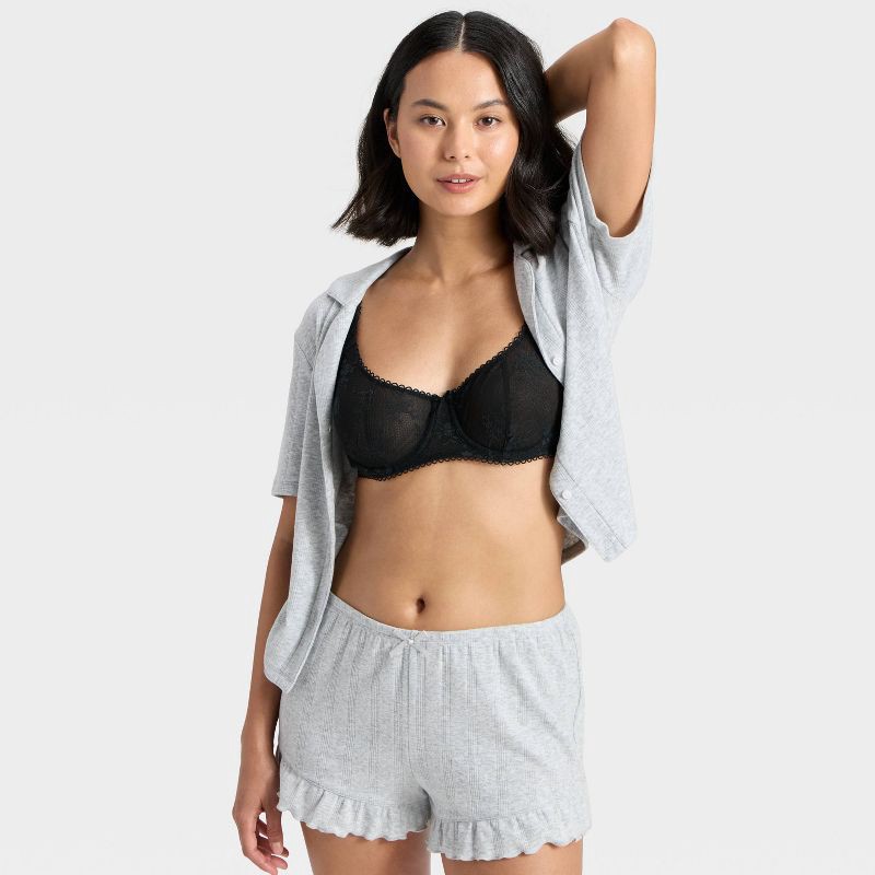 slide 3 of 5, Women's Lace Unlined Balconette Bra - Wild Fable™ Black 38C, 1 ct